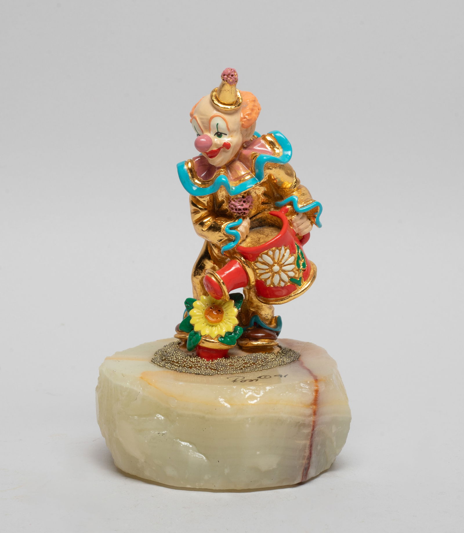 Ron Lee Crown Figurine on Marble Base: Vintage Ron Lee clown figurine, with marble base marked Sunflower. Approx. 5*3.2*3 inch.