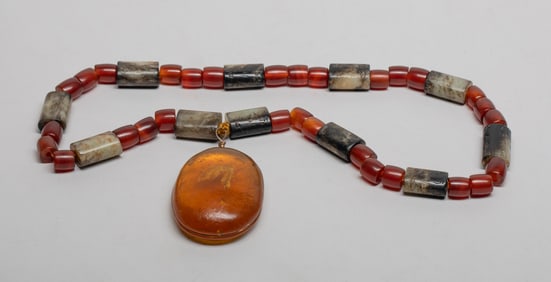 Estate Chinese Jade, Agate Prayer Beads