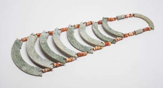 Estate Chinese Jade & Agate Necklace
