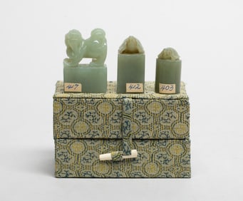 Set Vintage Chinese Jade Carved Seals