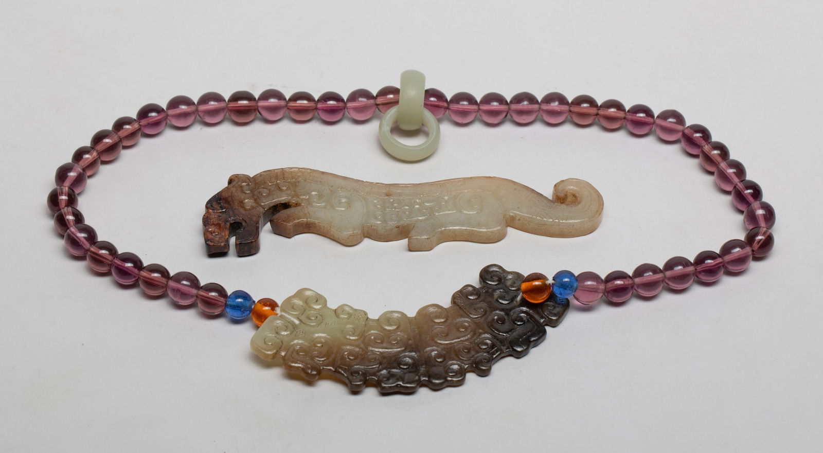 Two Chinese Jade Pendants w/ Peiking Glass (1 of 16)