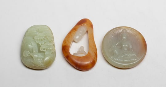 Estate Chinese Export Jade Pendants