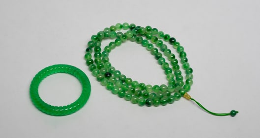 Chinese Export Colored Bangle, Beads