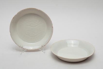 Two Chinese Ding Ware Porcelain Plates