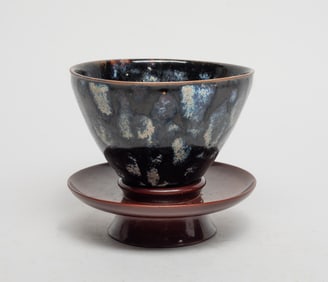 Chinese Jichou Type Porcelain Tea Bowl w/ Stand