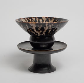 Chinese Jichou Stoneware Tea Bowl w/ Stand