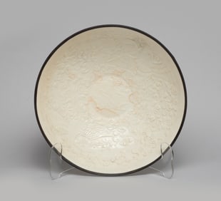 Large Chinese Molded Ding Type Porcelain Bowl