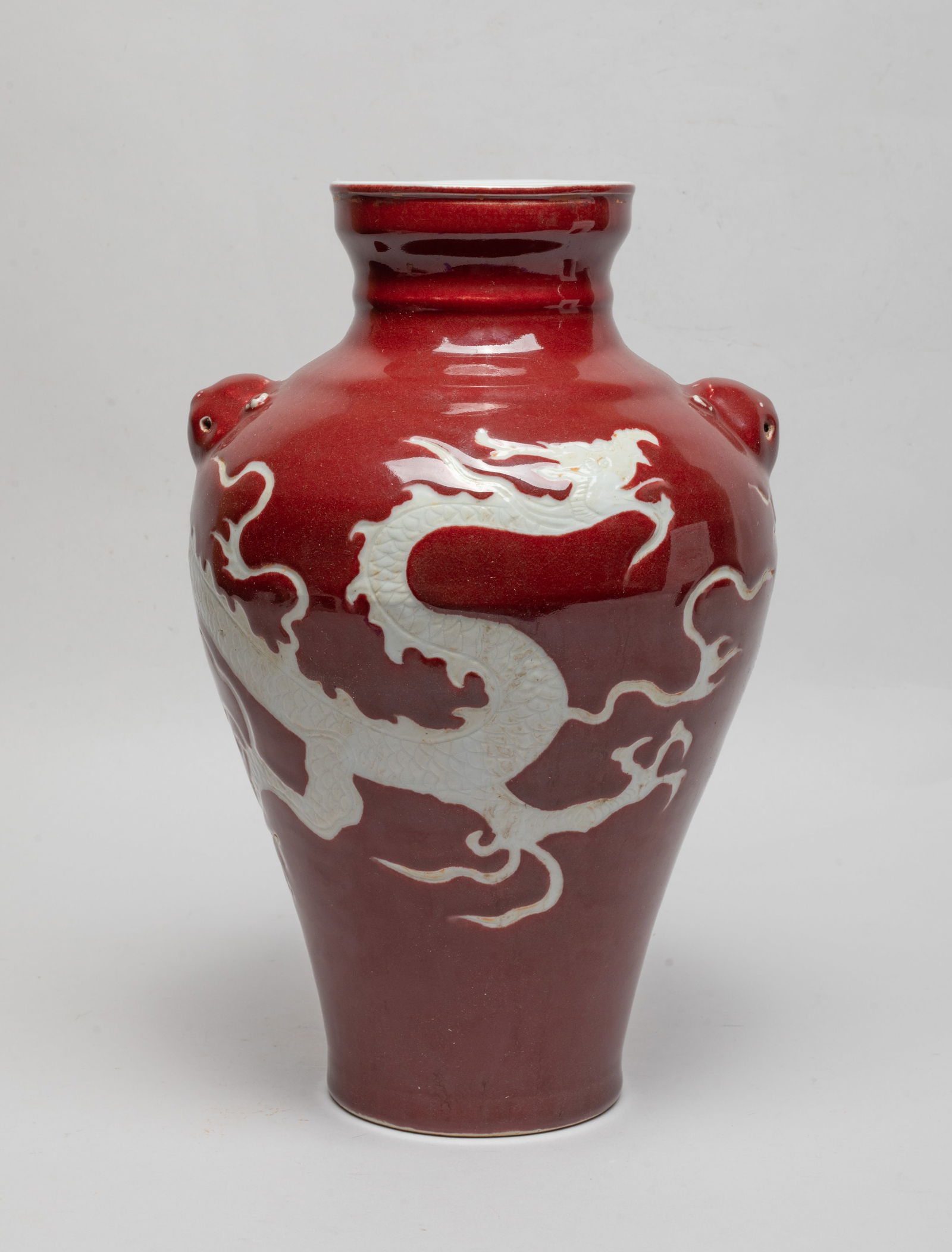 Chinese Red Glazed Porcelain Dragon Vase (1 of 15)