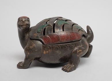 Estate Chinese Painted Bronze Censer