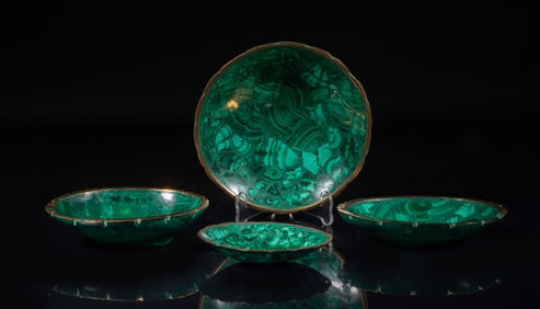 Set Vintage Malachite Nuts Dishes