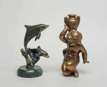 Two Continental Bronze Metal Sculptures