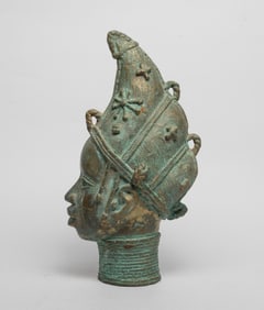 Vintage African Bronze Sculpture of Head
