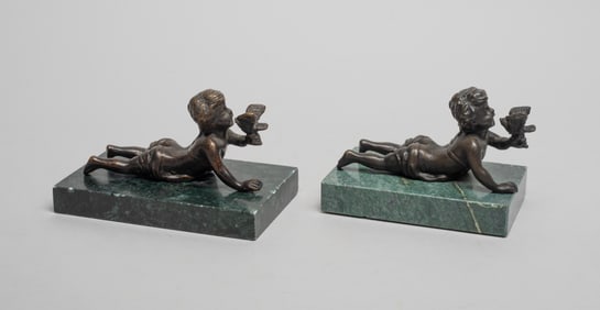 Two France Metal Sculptures on Marble