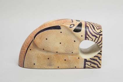 Vintage Painted Stone Sculpture of Tiger