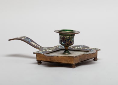 19th France Enameled Candlestick