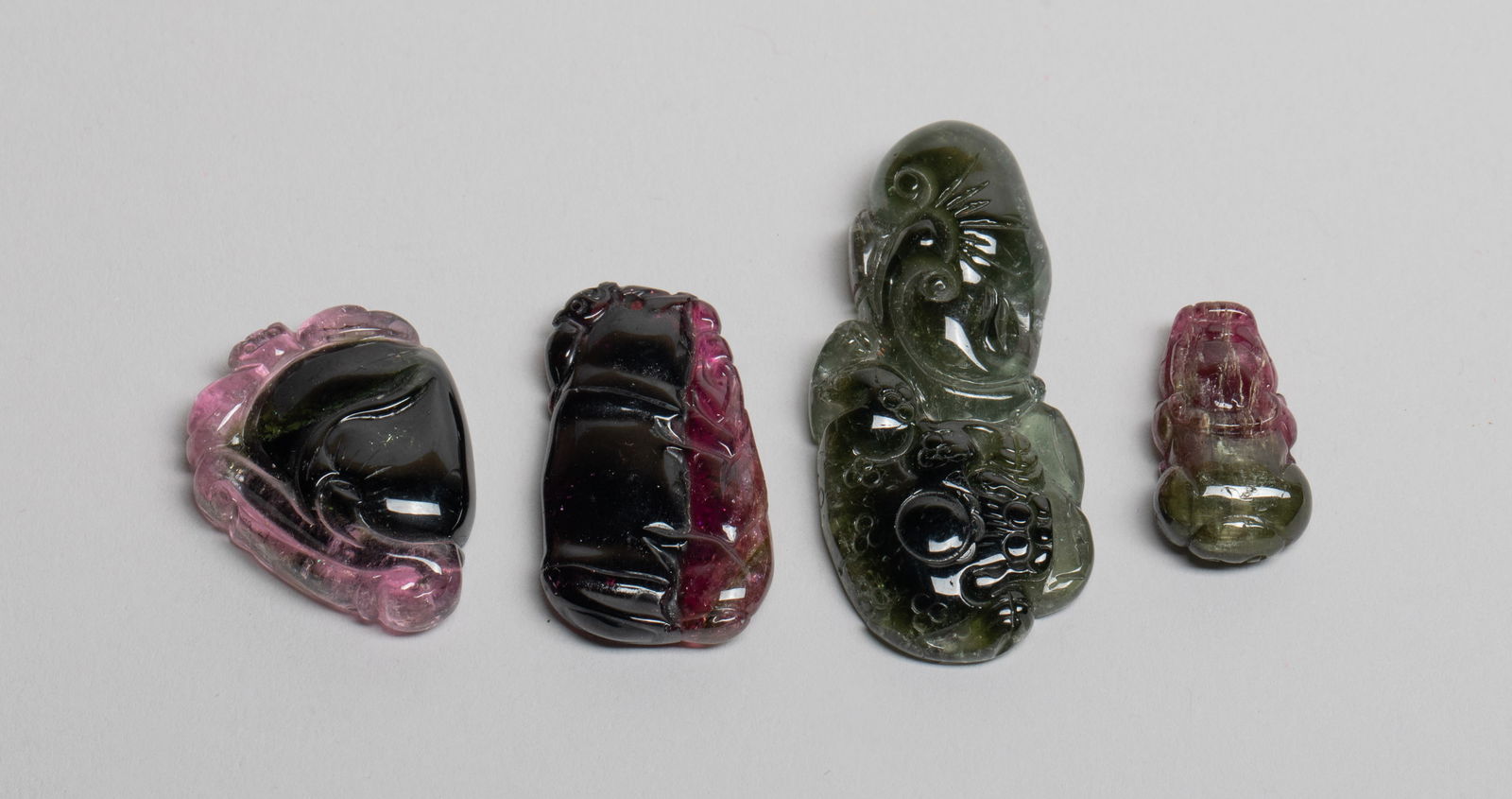 Set Chinese Tourmaline Carved Pendants (1 of 13)