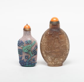 Two Chinese Cut Glass Snuff Bottles