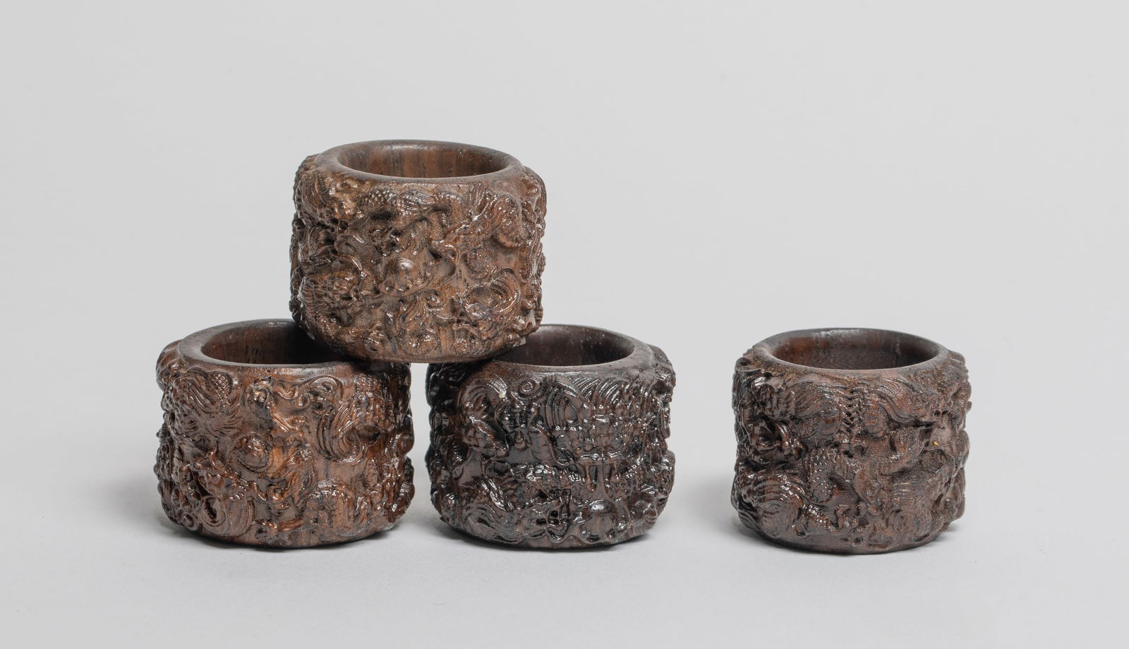 Set Chinese Export Agarwood Thumb Rings (1 of 11)