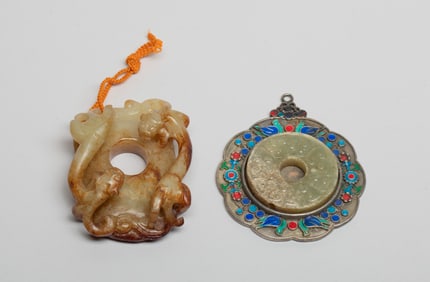 Two Chinese Export Jade Pendants