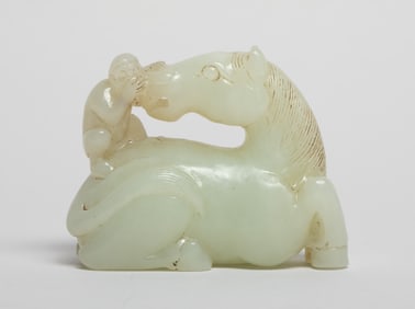 Chinese Jade Pendant of Horse, Monkey