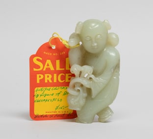 Large Chinese Export Jade Toggle of Boy