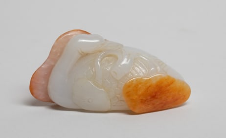Estate Chinese Russet Jade Pendant, Goose