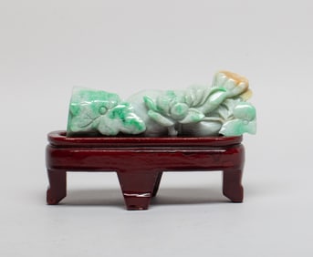 Estate Chinese Jade Sculpture on Stand