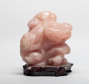 Large Chinese 1900-30s Rose Quartz Sculpture