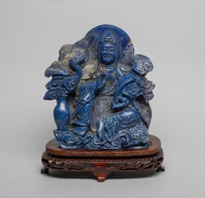 Large Chinese Lapis Sculpture of Kuanyin