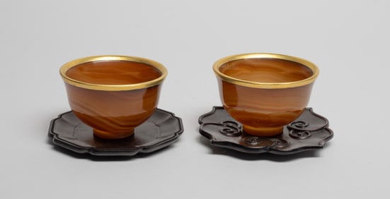 Two Chinese Cameo Agate Cups