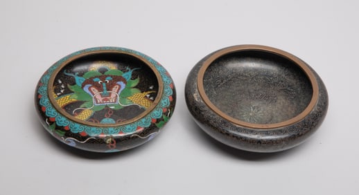 Two Antique Chinese Cloisonne Brush Washers
