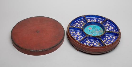 Estate Box of Chinese Enameled on Brass Plates