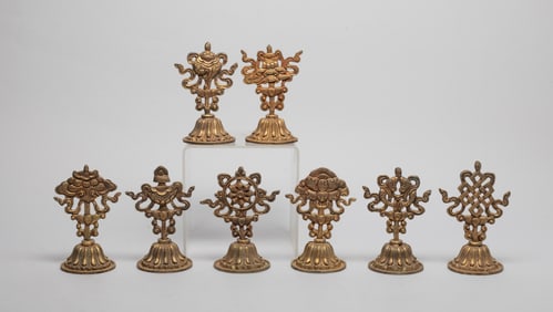 Set Chinese Gilt Bronze Sculptures