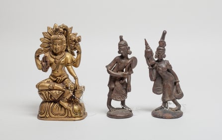 Set Antique Indian Bronze Sculptures