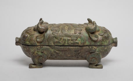 Estate Chinese Bronze Covered Box