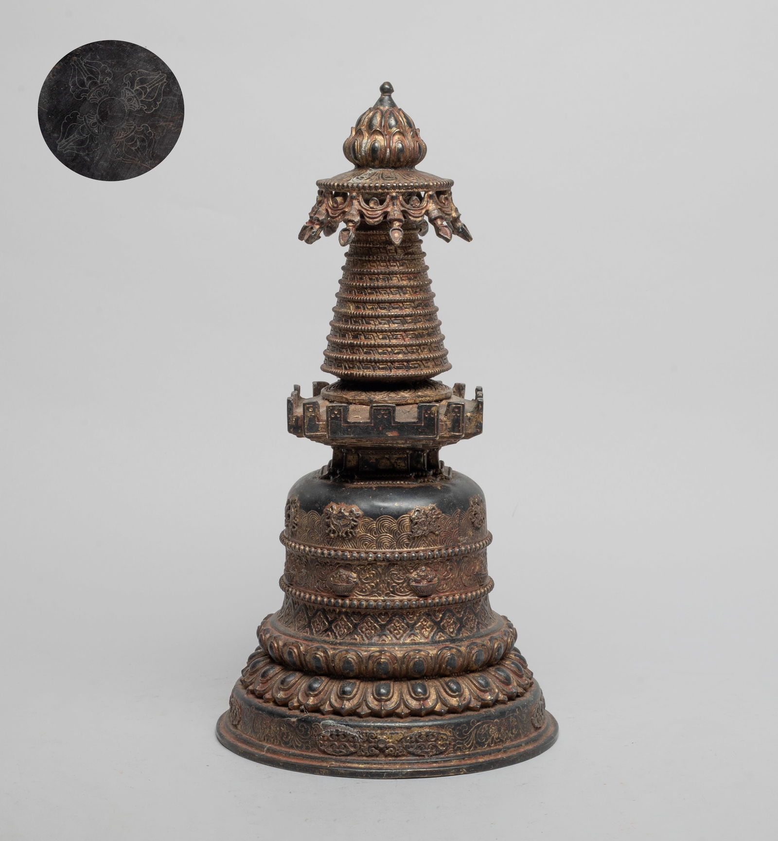 Tall Chinese/ Tibetan Painted Bronze Sculpture (1 of 11)