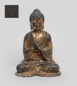 Rare Chinese Painted Bronze Sculpture of Buddha