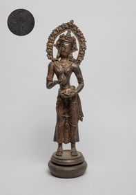 Estate Chinese Painted Bronze Sculpture of Buddha