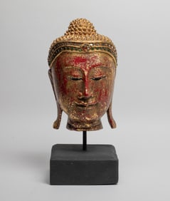 South Asian Gilt Wood Buddha Head