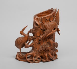 Chinese Boxwood Detailed Brush Pot