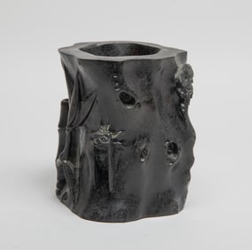 Chinese Agarwood Carved Brush Pot