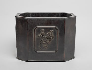 Large Chinese Wood Brush Pot