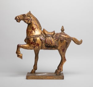 Chinese Painted Wood Sculpture of Horse