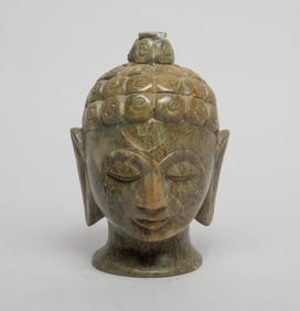 South Asian Stone Buddha Head Sculpture