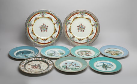 Set Vintage Porcelain Plates