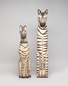 Two Signed Folk Art Painted Wood Sculptures