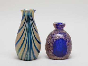 Two Tiffany Style Glass Cabinet Vases