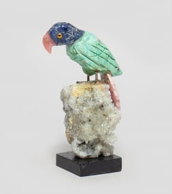Mixed Gemstone Parrot on Crystal Base