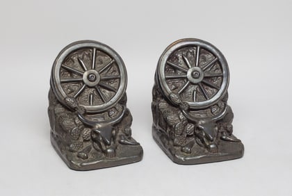 Two Early 1900s Bronze Bookends