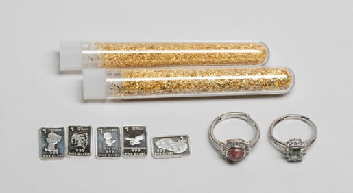 Estate Silver Bars, Gold Leaf